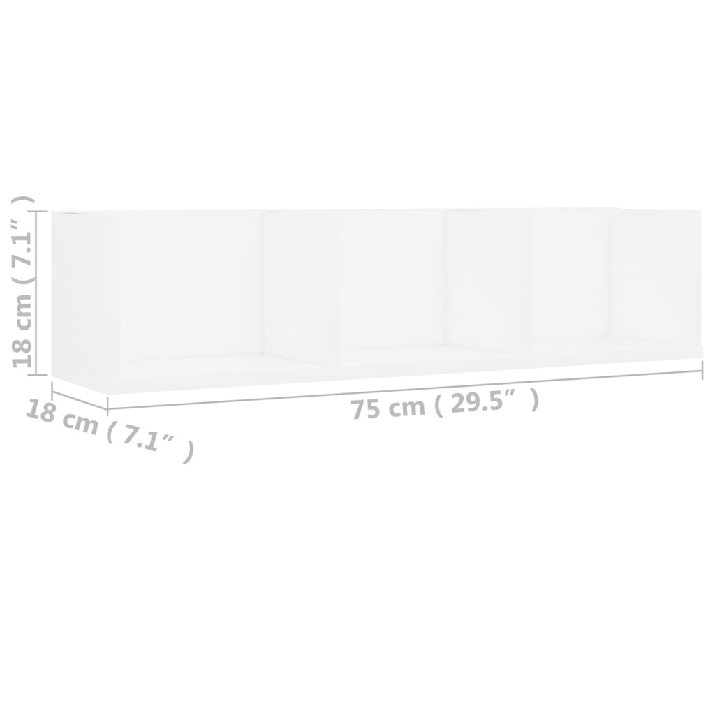 Scaffale Porta CD a Parete Bianco 75x18x18 cm in Multistrato | homemem39