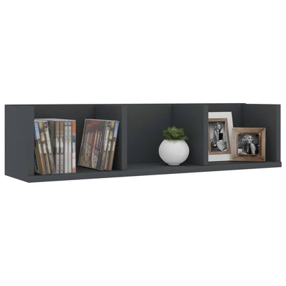 Scaffale Porta CD a Parete Grigio 75x18x18 cm Legno Multistrato | homemem39
