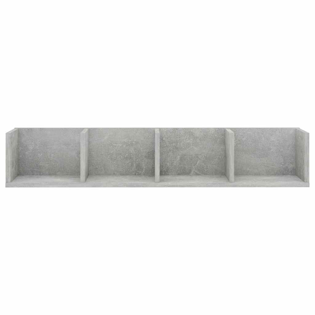 Scaffale Porta CD Grigio Cemento 100x18x18 cm Legno Multistrato