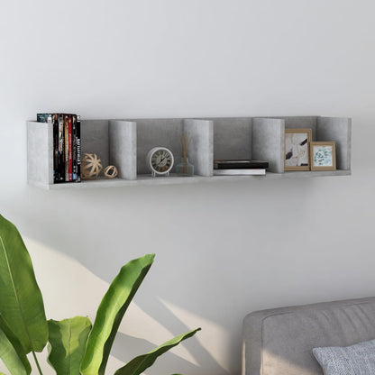 Scaffale Porta CD Grigio Cemento 100x18x18 cm Legno Multistrato | homemem39
