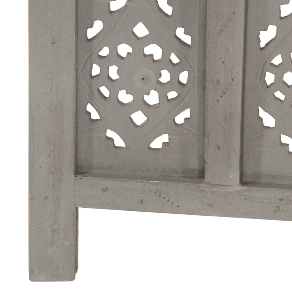 Divisorio 5 Pannelli Intagliato Grigio 200x165cm Mango Massello - homemem39