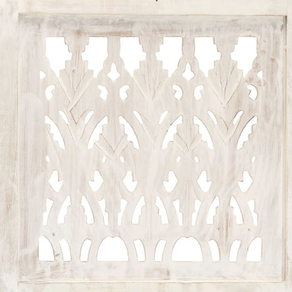 Divisorio 3 Pannelli Intagliato Bianco 120x165cm Mango Massello - homemem39