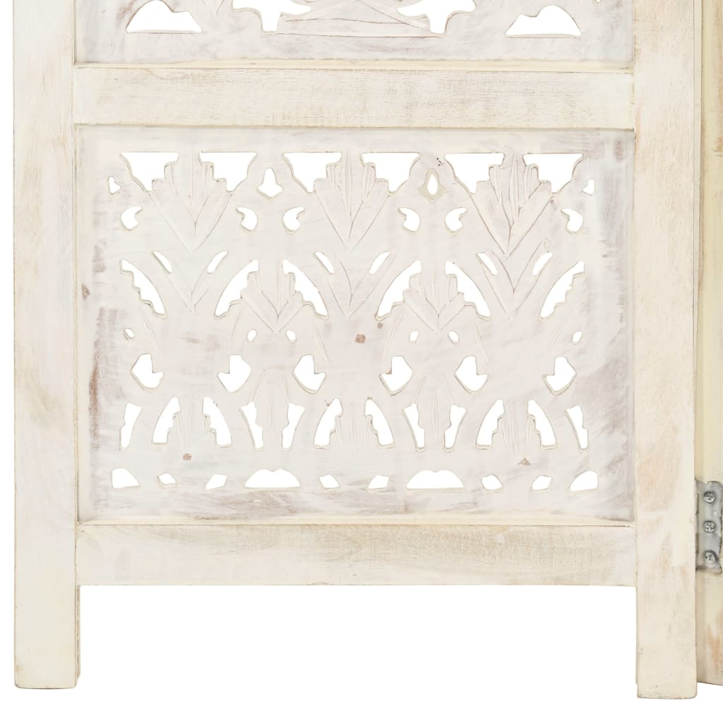 Divisorio 5 Pannelli Intagliato Bianco 200x165cm Mango Massello - homemem39