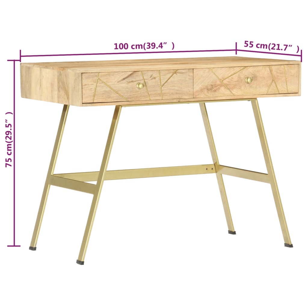 Scrivania con Cassetti 100x55x75 cm Legno Massello di Mango - homemem39