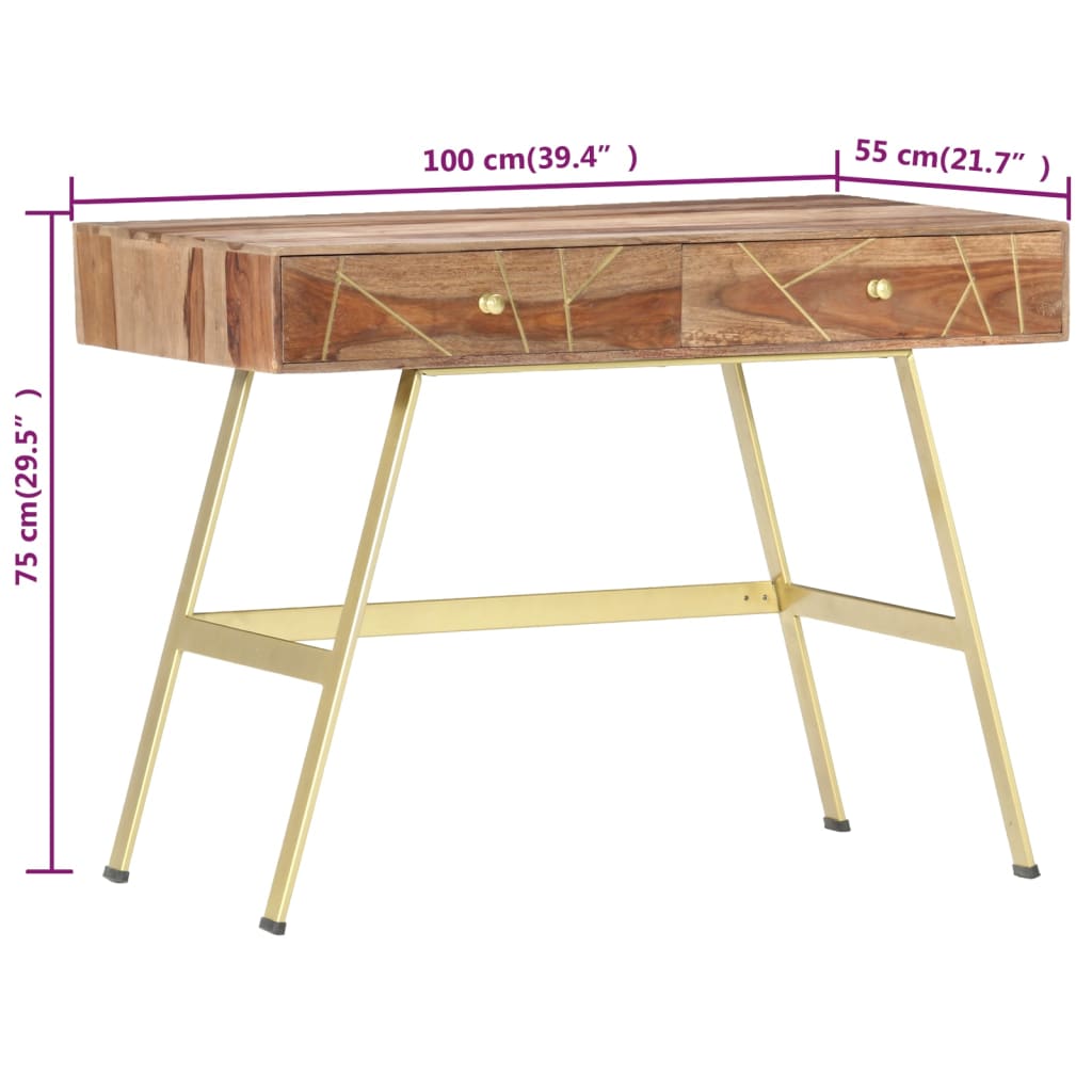 Scrivania con Cassetti 100x55x75 cm Legno Massello di Acacia - homemem39