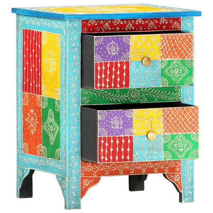 Comodino Dipinto a Mano 40x30x50 cm in Legno Massello di Mango | homemem39