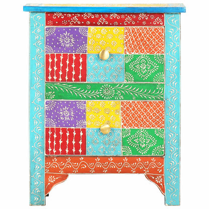 Comodino Dipinto a Mano 40x30x50 cm in Legno Massello di Mango | homemem39