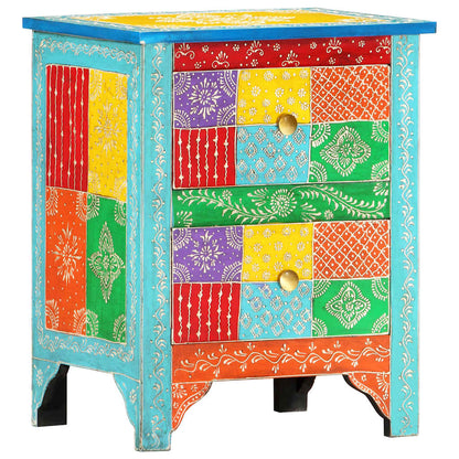 Comodino Dipinto a Mano 40x30x50 cm in Legno Massello di Mango | homemem39