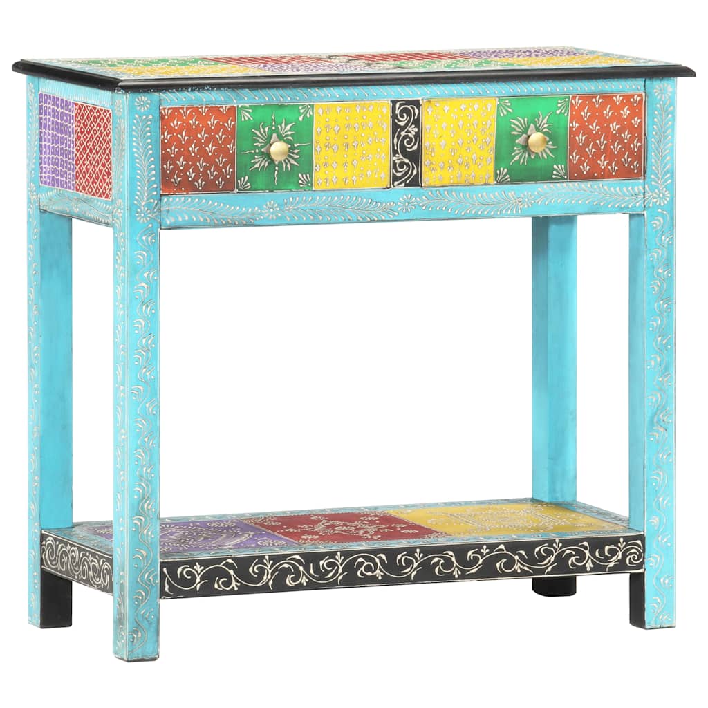 Tavolo Consolle Dipinto a Mano 80x35x75 cm in Legno di Mango
