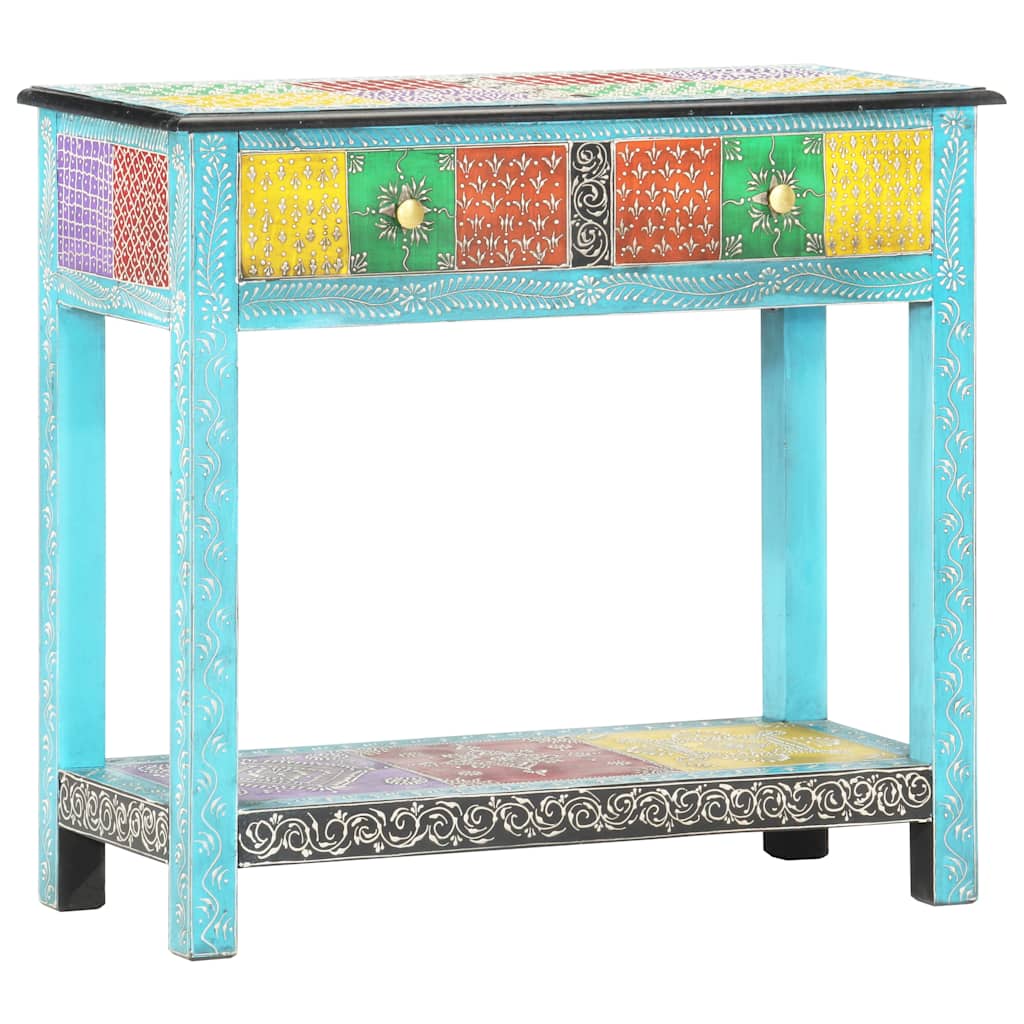 Tavolo Consolle Dipinto a Mano 80x35x75 cm in Legno di Mango