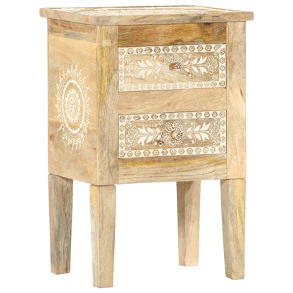 Comodino Dipinto a Mano 40x30x60 cm in Legno Massello di Mango