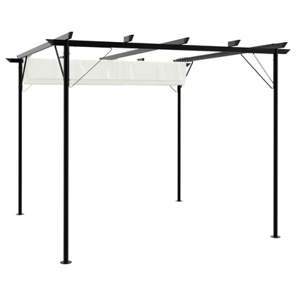Pergola da Giardino Tetto Retrattile Bianco Crema 3x3 m Acciaio | homemem39
