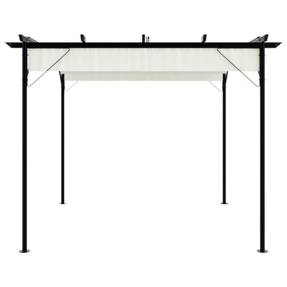 Pergola da Giardino Tetto Retrattile Bianco Crema 3x3 m Acciaio | homemem39