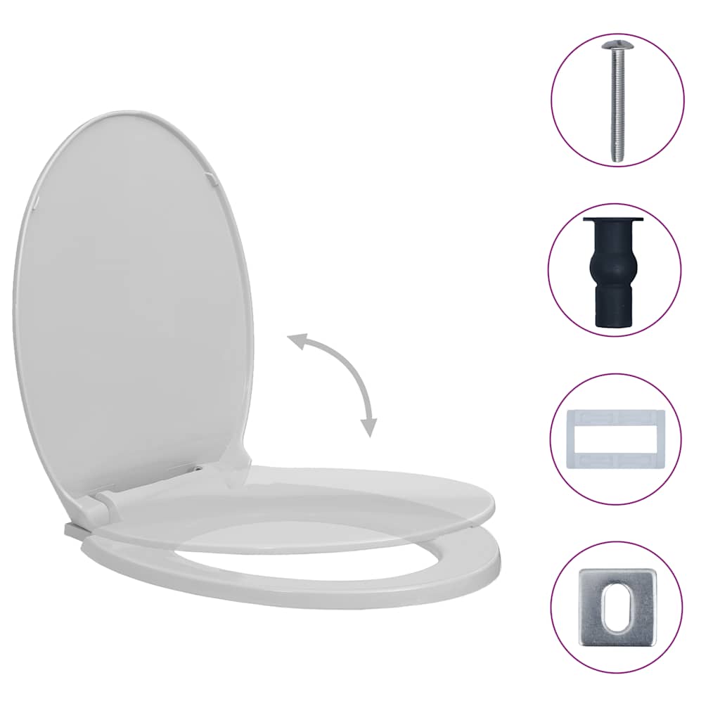 Oval Gray Soft Closing and Quick Release Toilet Seat