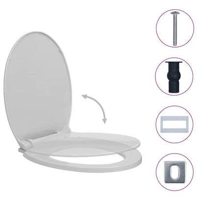 Oval Gray Soft Closing and Quick Release Toilet Seat