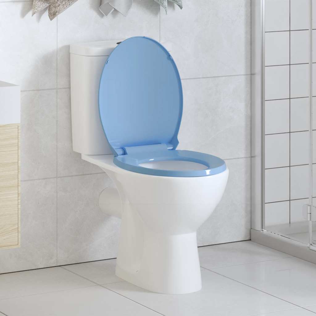 Tavoletta WC a Chiusura Ammortizzata Blu Ovale