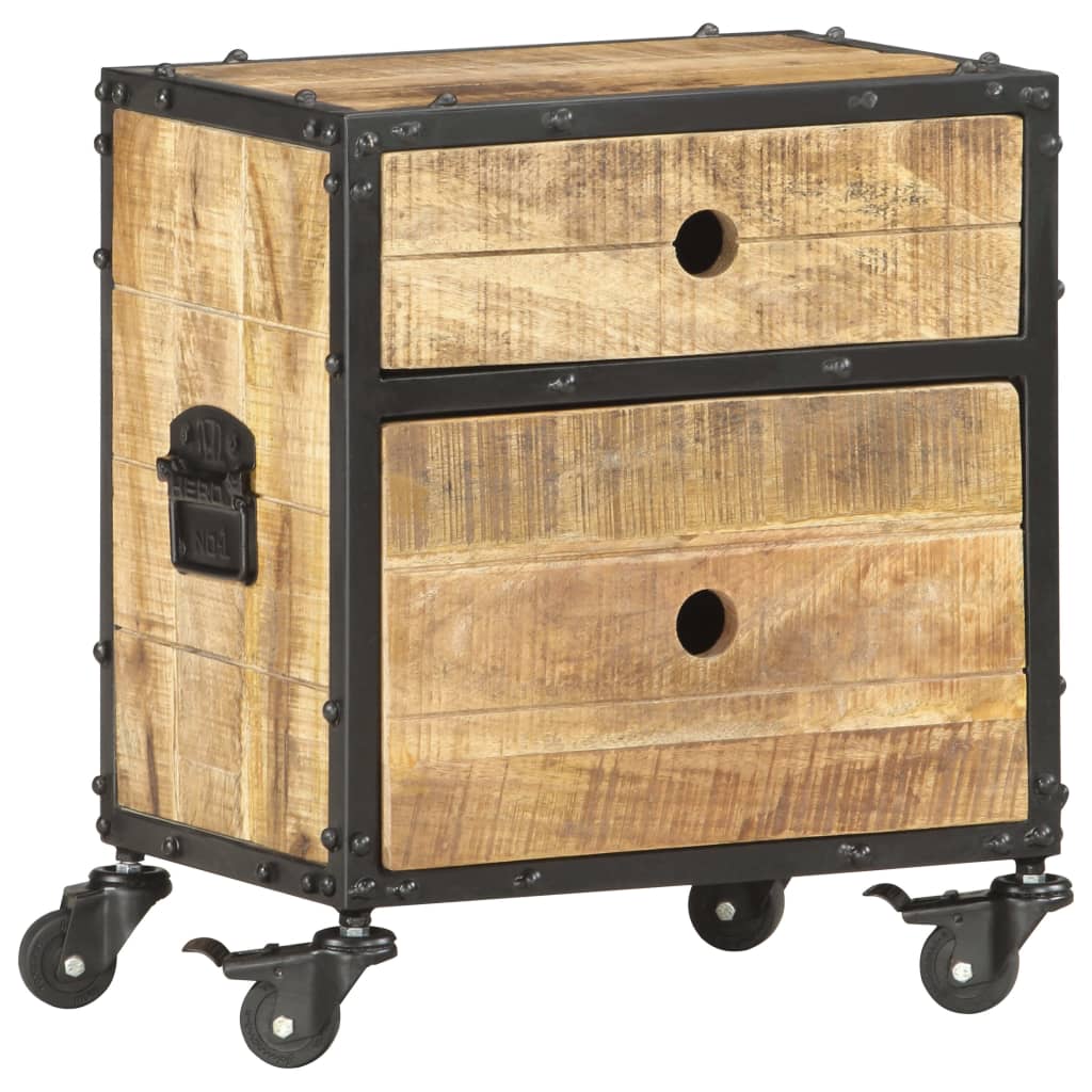 Comodino 40x30x50 cm in Legno Massello di Mango Grezzo | homemem39