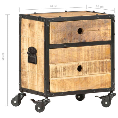 Comodino 40x30x50 cm in Legno Massello di Mango Grezzo | homemem39