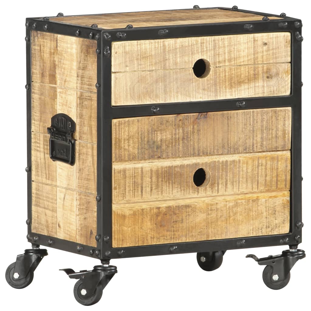 Comodino 40x30x50 cm in Legno Massello di Mango Grezzo | homemem39