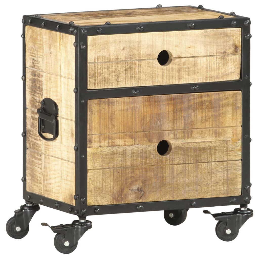 Comodino 40x30x50 cm in Legno Massello di Mango Grezzo | homemem39