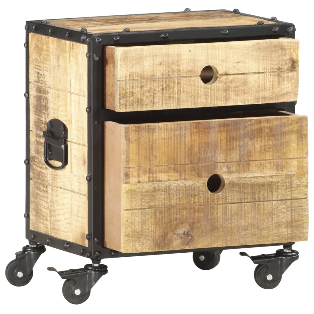 Comodino 40x30x50 cm in Legno Massello di Mango Grezzo | homemem39