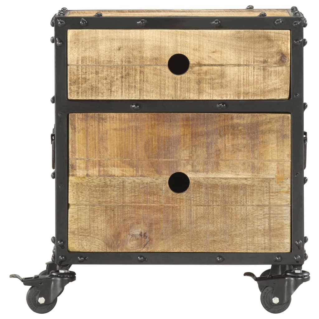 Comodino 40x30x50 cm in Legno Massello di Mango Grezzo | homemem39