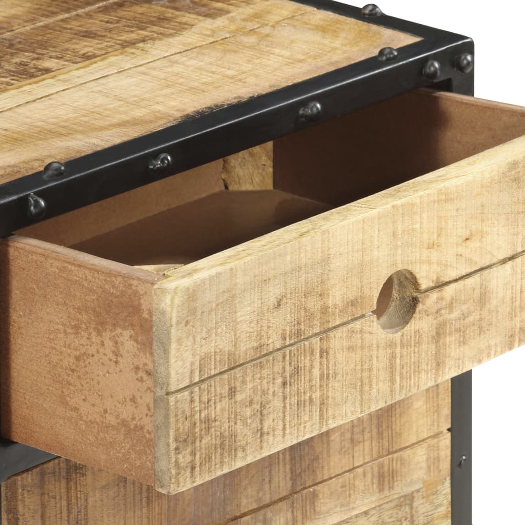 Comodino 40x30x50 cm in Legno Massello di Mango Grezzo | homemem39