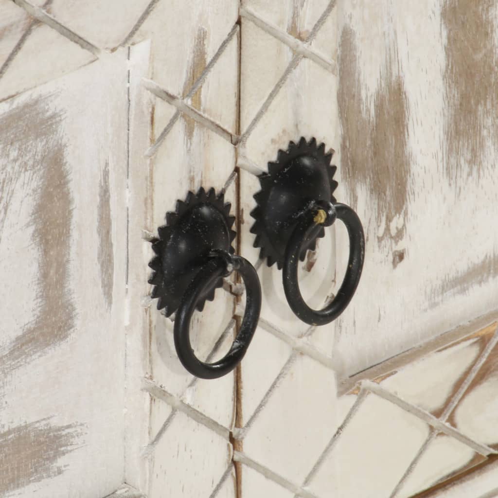 Mobile Porta TV Bianco 140x30x35 cm in Legno Massello di Mango