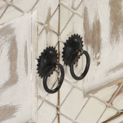 Mobile Porta TV Bianco 140x30x35 cm in Legno Massello di Mango