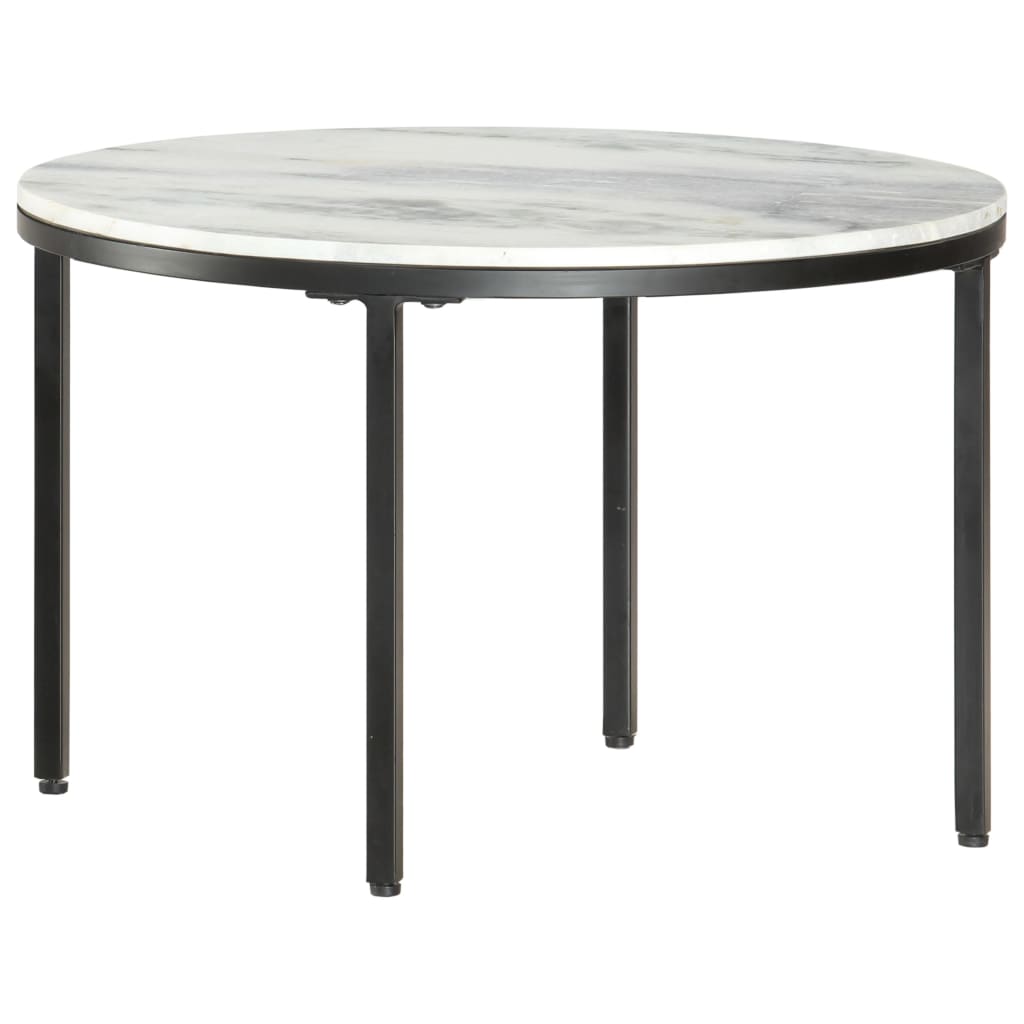 Tavolino da Salotto Bianco e Nero Ø65 cm in Vero Marmo Solido