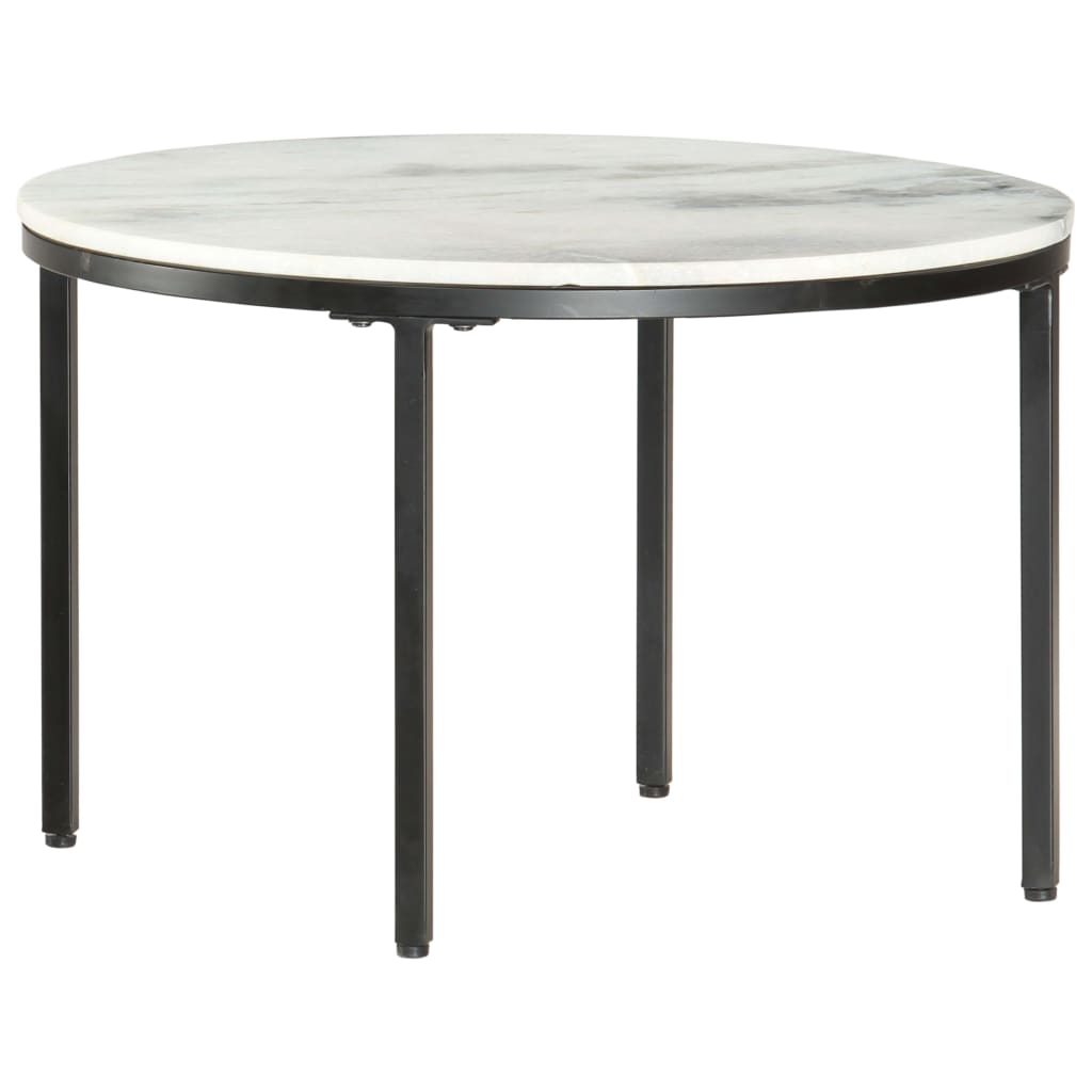 Tavolino da Salotto Bianco e Nero Ø65 cm in Vero Marmo Solido
