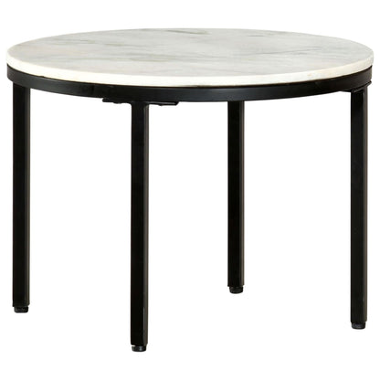 Tavolino da Salotto Bianco e Nero Ø50 cm in Vero Marmo Solido | homemem39