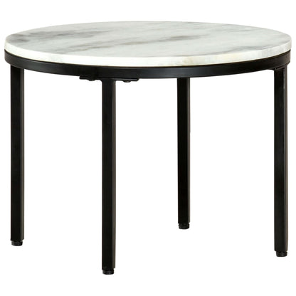 Tavolino da Salotto Bianco e Nero Ø50 cm in Vero Marmo Solido | homemem39