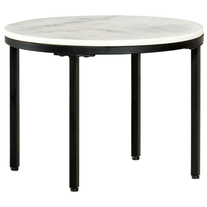 Tavolino da Salotto Bianco e Nero Ø50 cm in Vero Marmo Solido | homemem39