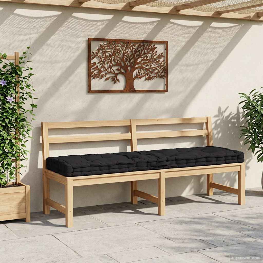 Cuscino per Pallet e Pavimento in Cotone 120x40x7 cm Nero | homemem39