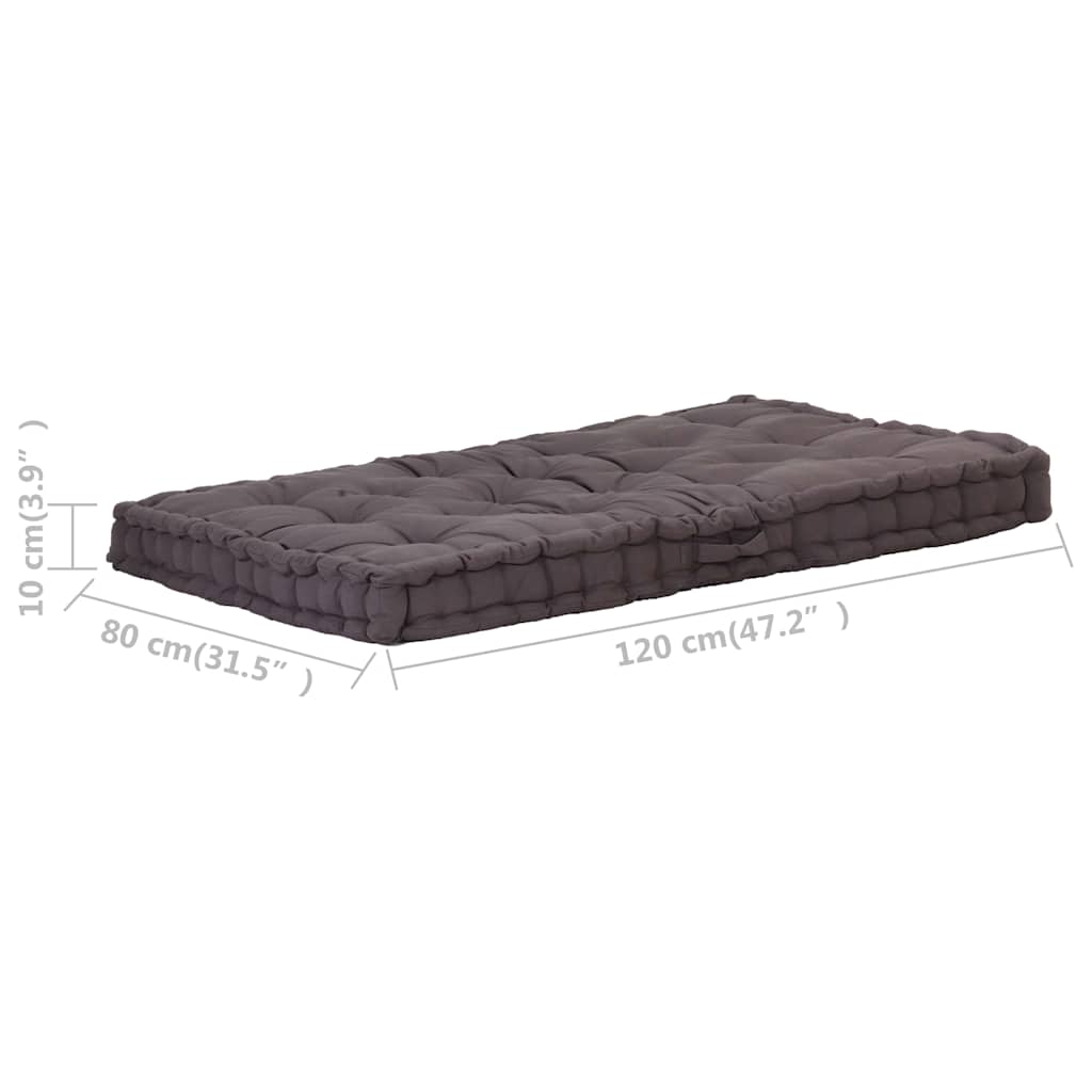 Cuscino per Pallet e Pavimento in Cotone 120x80x10 cm Antracite | homemem39