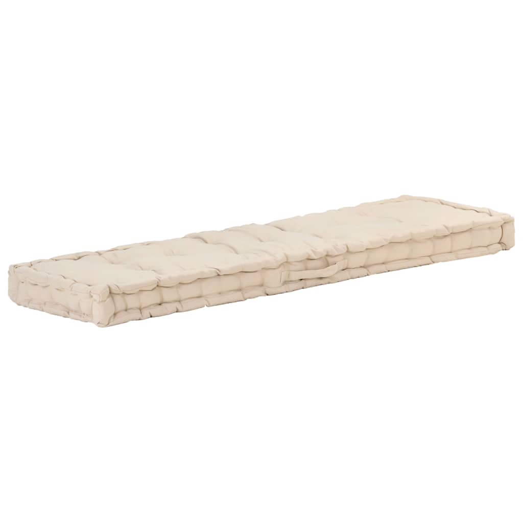 Cuscino per Pallet e Pavimento in Cotone 120x40x7 cm Beige | homemem39