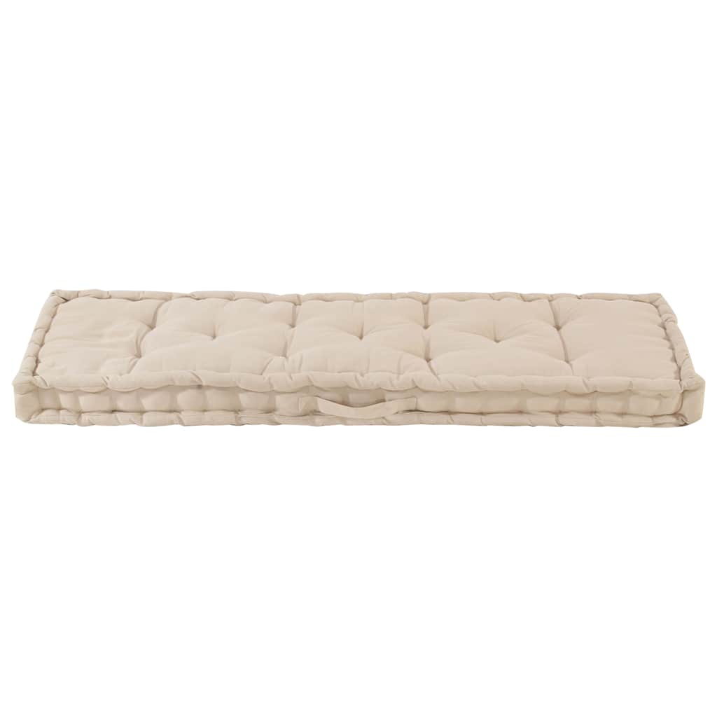 Cuscino per Pallet e Pavimento in Cotone 120x40x7 cm Beige | homemem39