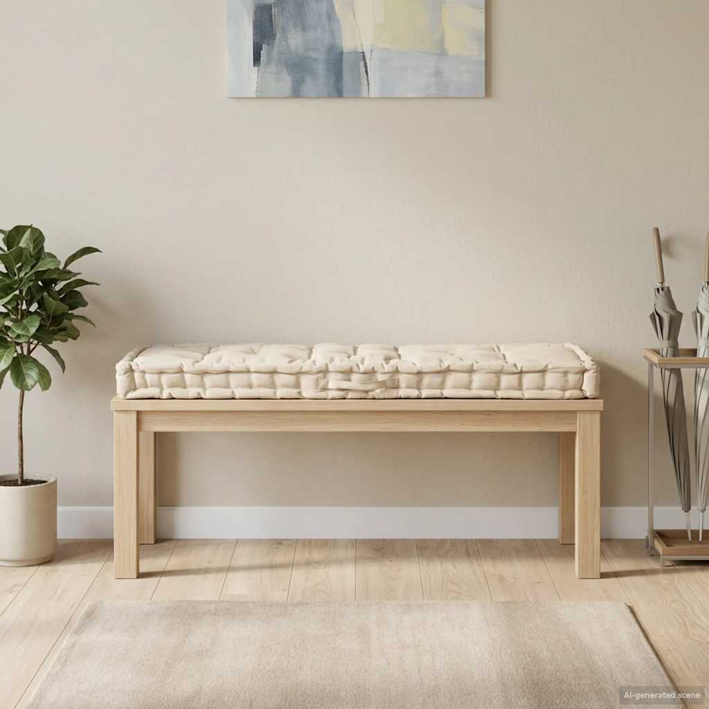 Cuscino per Pallet e Pavimento in Cotone 120x40x7 cm Beige | homemem39