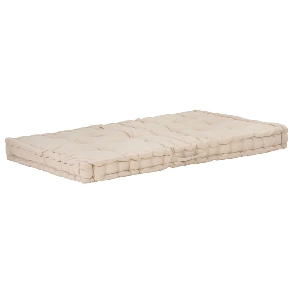 Cuscino per Pallet e Pavimento in Cotone 120x80x10 cm Beige | homemem39