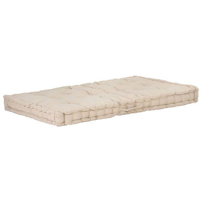 Cuscino per Pallet e Pavimento in Cotone 120x80x10 cm Beige | homemem39