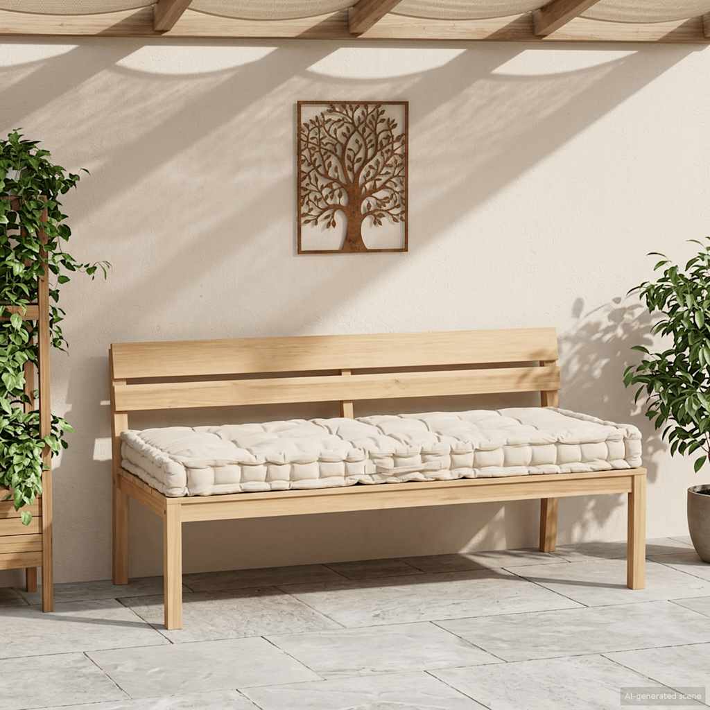 Cuscino per Pallet e Pavimento in Cotone 120x80x10 cm Beige | homemem39
