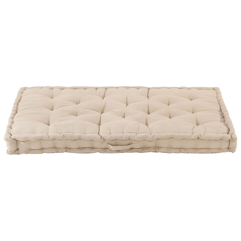 Cuscino per Pallet e Pavimento in Cotone 120x80x10 cm Beige | homemem39