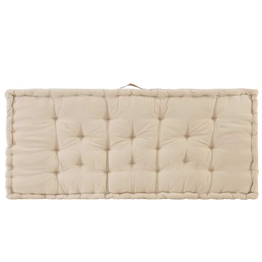 Cuscino per Pallet e Pavimento in Cotone 120x80x10 cm Beige | homemem39