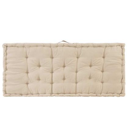 Cuscino per Pallet e Pavimento in Cotone 120x80x10 cm Beige | homemem39