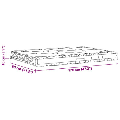 Cuscino per Pallet e Pavimento in Cotone 120x80x10 cm Beige | homemem39