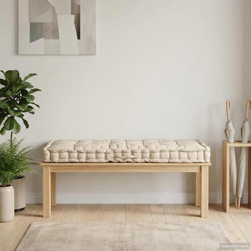 Cuscino per Pallet e Pavimento in Cotone 120x80x10 cm Beige | homemem39