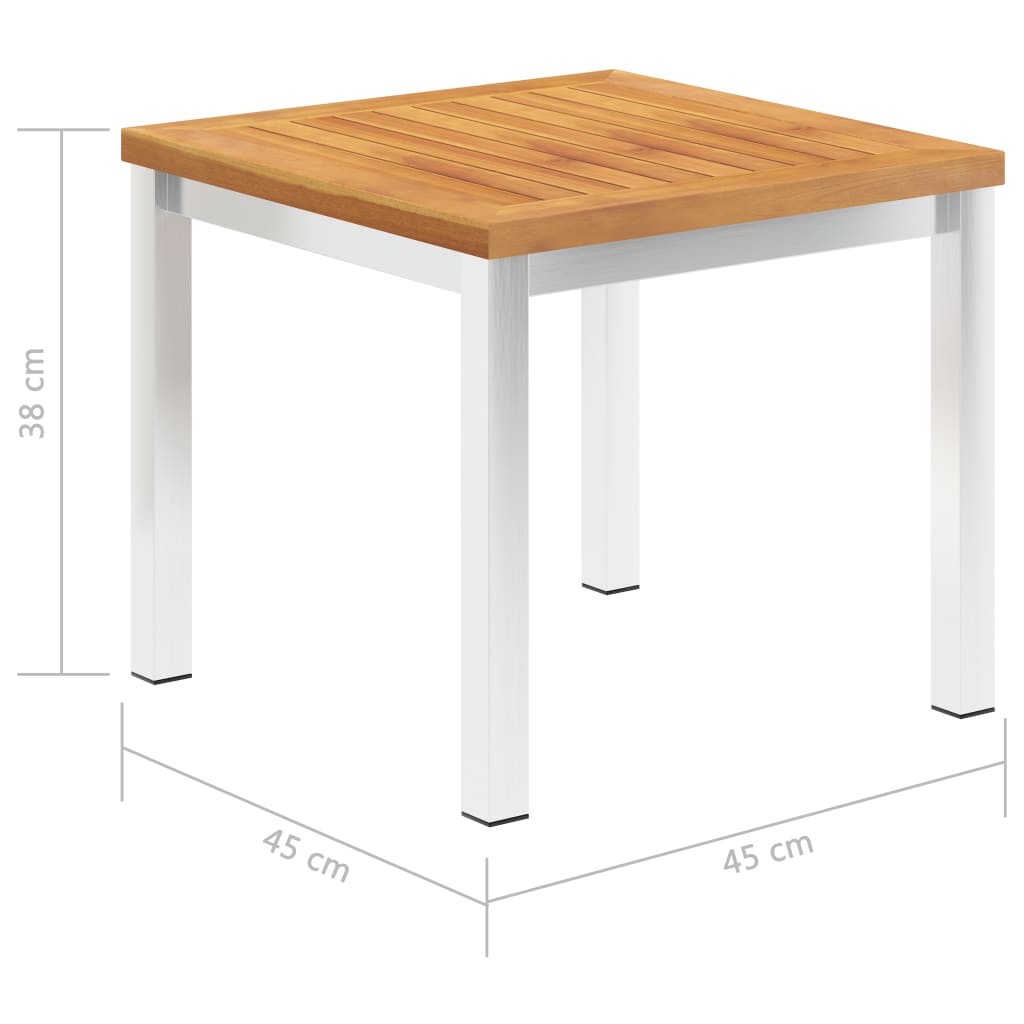 Tavolino da Giardino 45x45x38cm in Legno Acacia e Acciaio Inox - homemem39