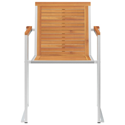 Sedie da Giardino 2 pz Legno Massello di Acacia e Acciaio Inox | homemem39