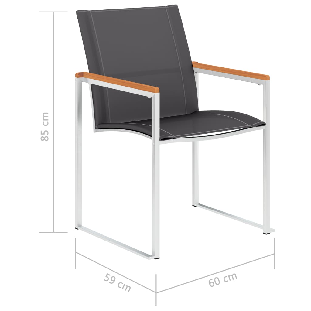 Sedie da Giardino 2 pz in Textilene e Acciaio Inox Grigie | homemem39